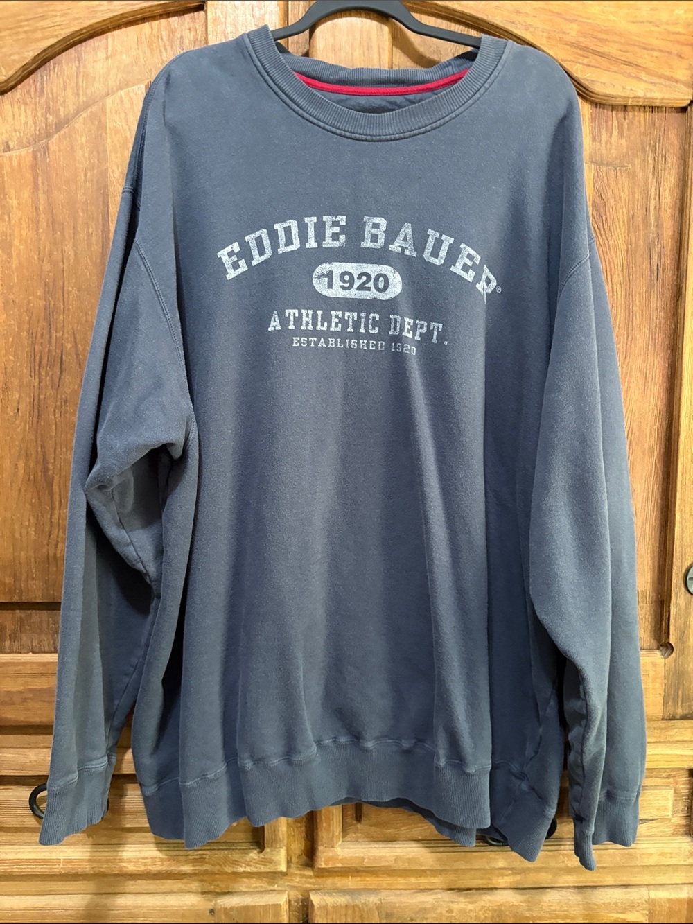 Eddie Bauer Navy Crewneck Sweatshirt with Athletic Dept. Graphic